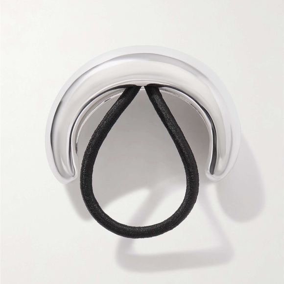 Lié Studio Silver Plated Crescent Hair Tie with Black Elastic - Picture 2 of 6